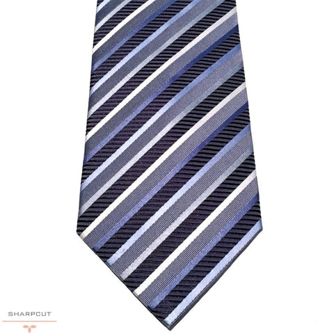 Blue Strip Pure Silk Tie sharpcut