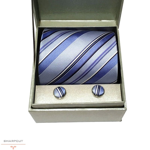 Blue Brindisi Pure Silk Tie & Cufflinks sharpcut