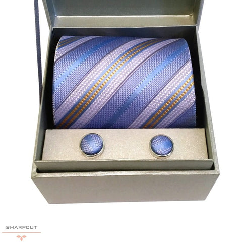 Blue Crossing Pure Silk Tie & Cufflinks sharpcut