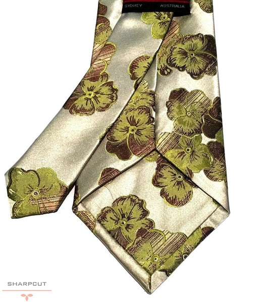 Green Flower Pure Silk Tie sharpcut